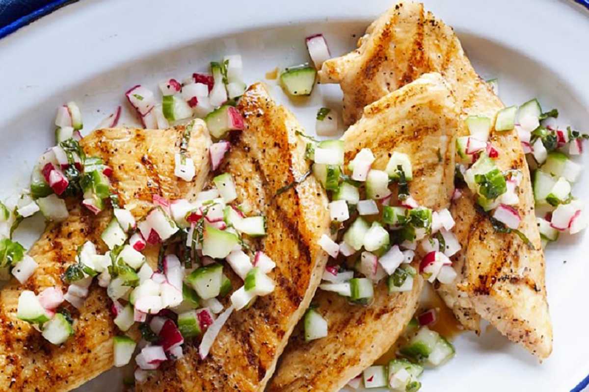 Cucumber Radish Salsa Grilled Chicken