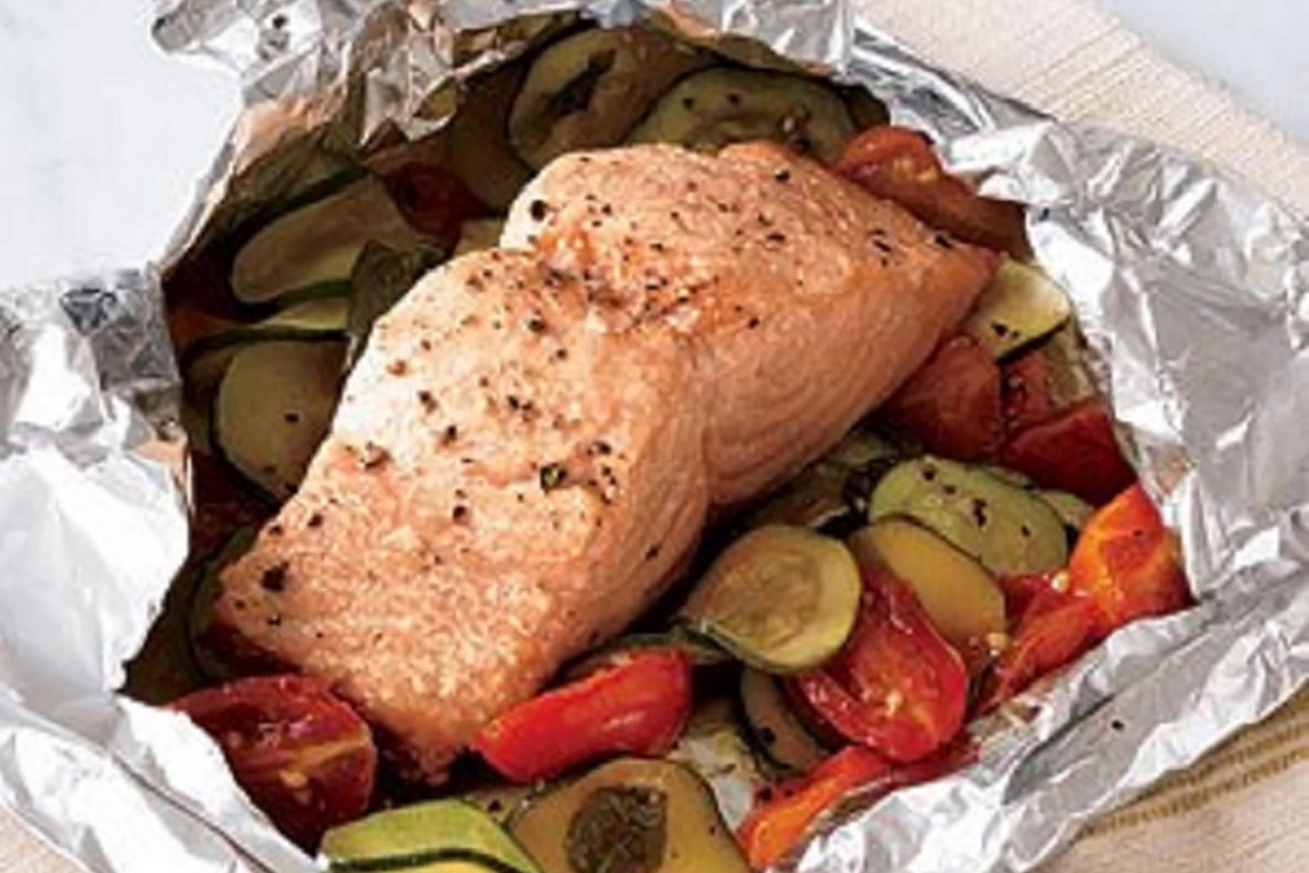 Steamed Salmon and Veggies