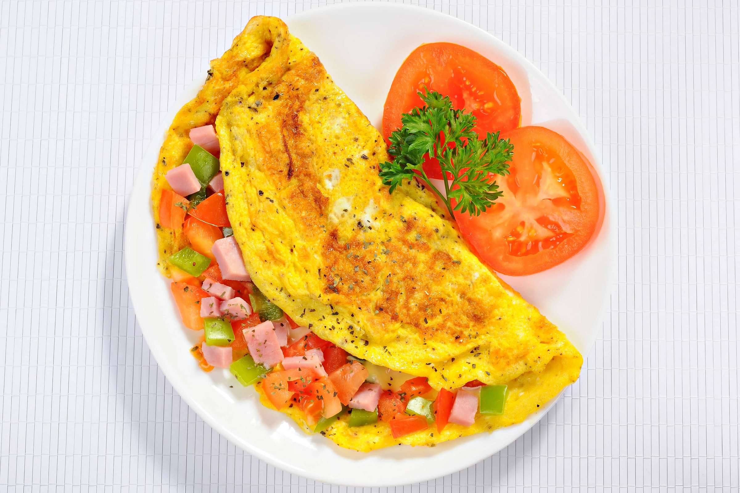 Ham, Tomato, Pepper Omelette